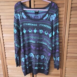 Torrid/Disney Black and Purple Graphic Fun Being Bad Sweater